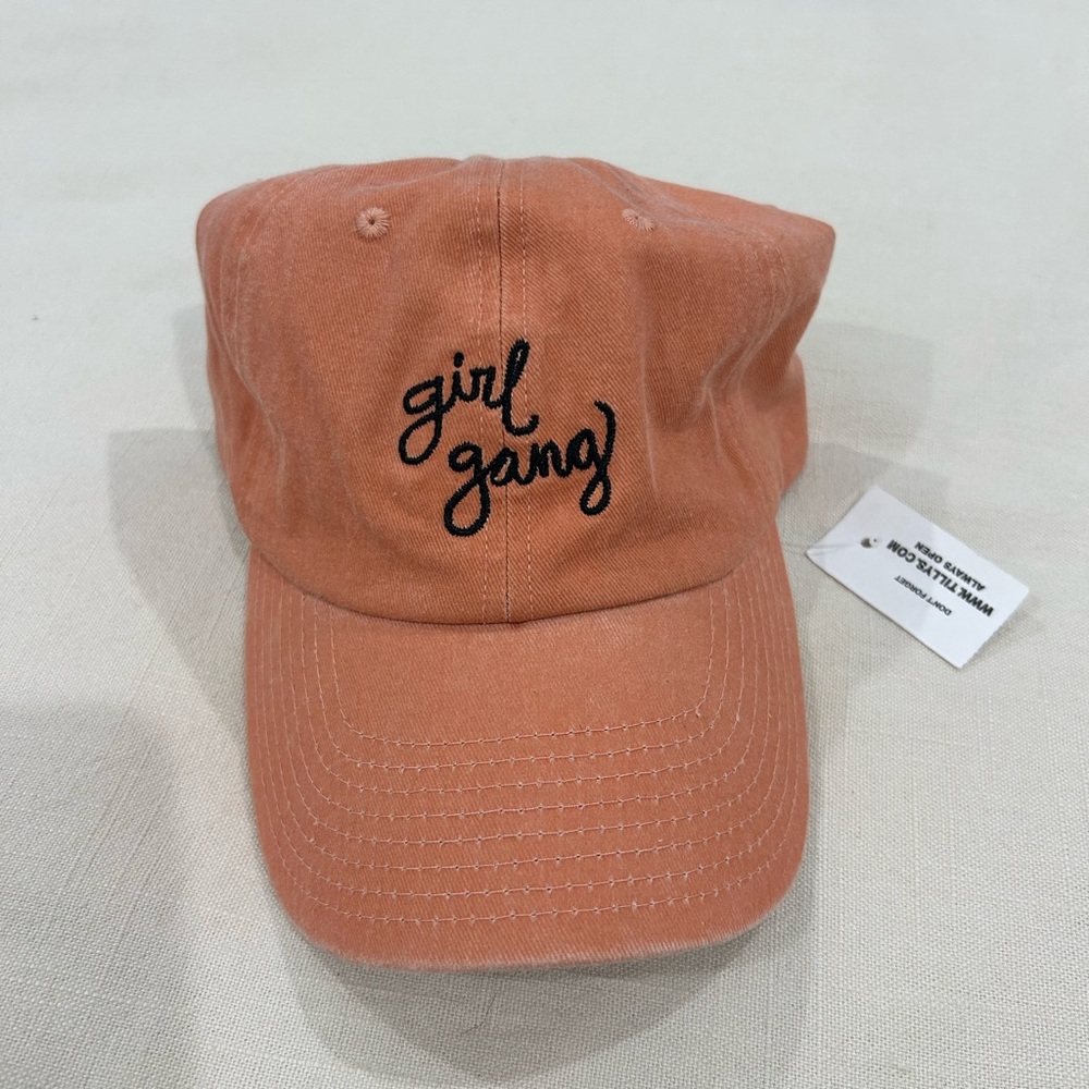 Girl Gang Embroidered Coral Baseball Cap